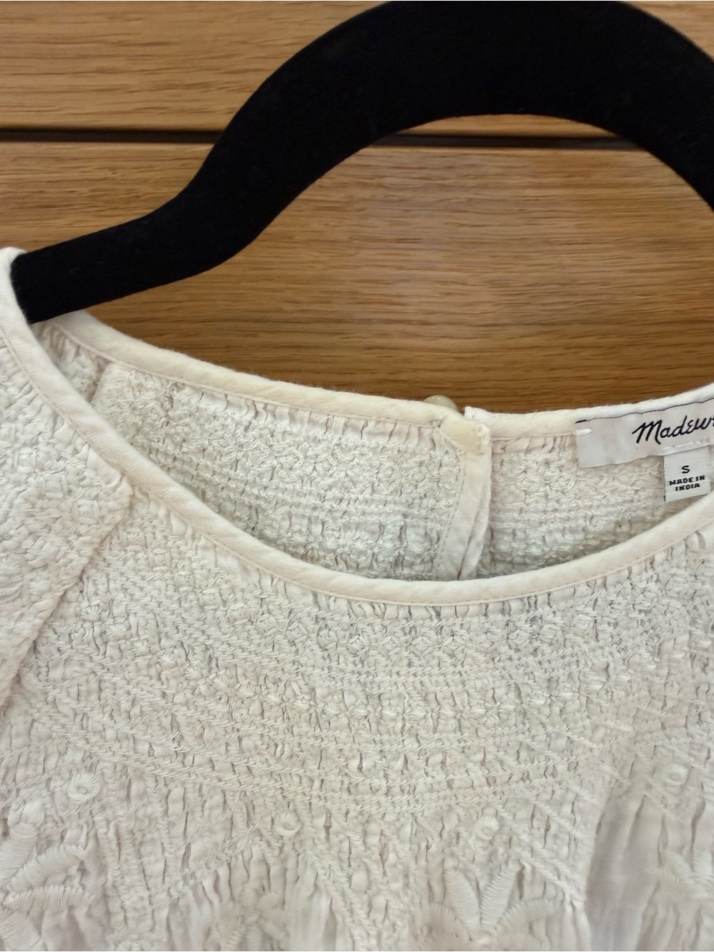 Madewell White Embroidered Smocked Peasant Blouse - Picture 4 of 5